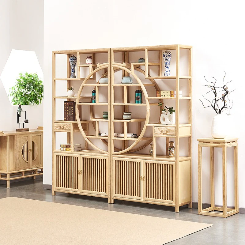 Log Wood Curio Display Cabinet Shelf - Image 4