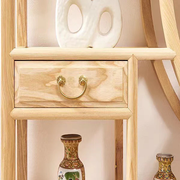 Log Wood Curio Display Cabinet Shelf - Image 5