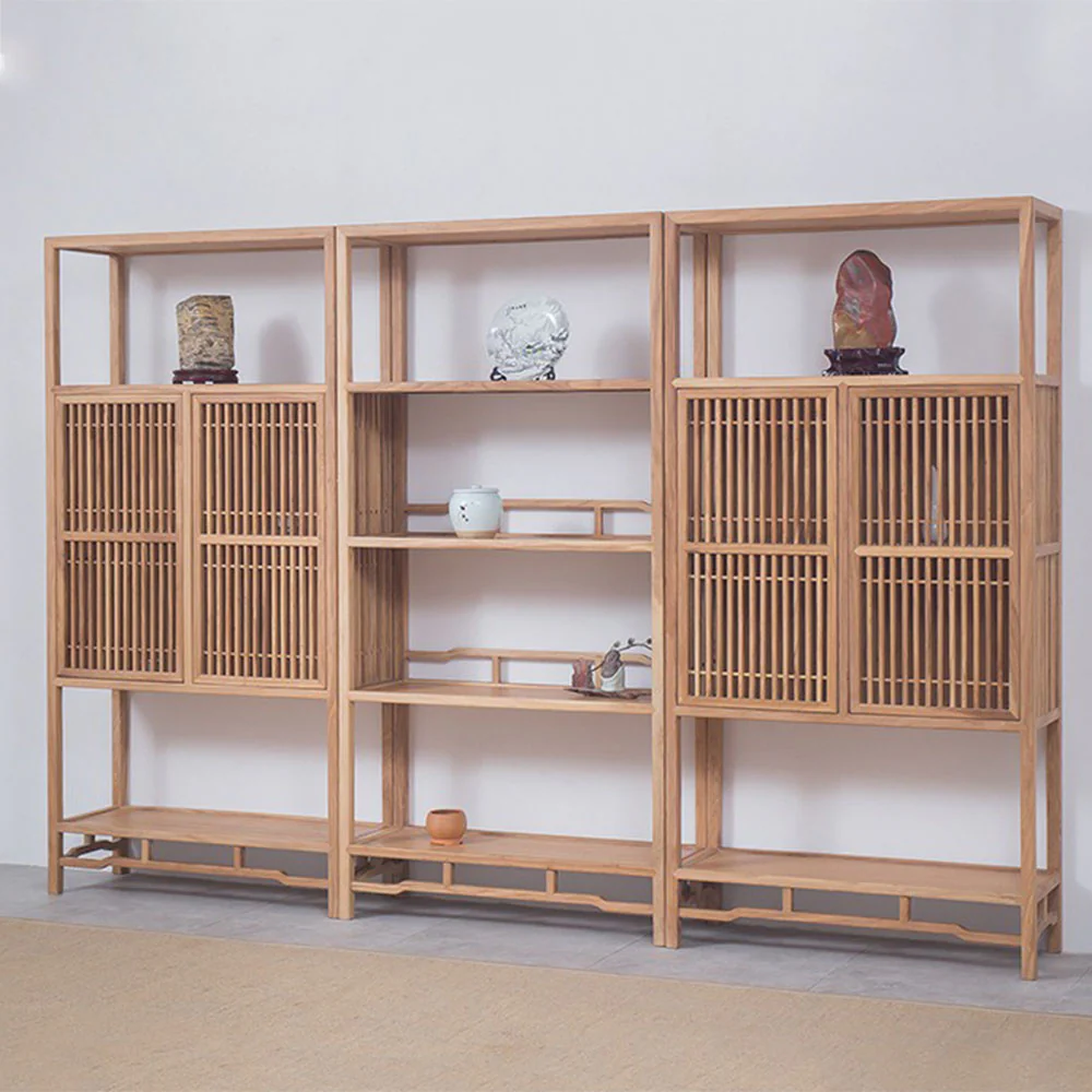 Log Wood Curio Display Cabinet Shelves - Image 3