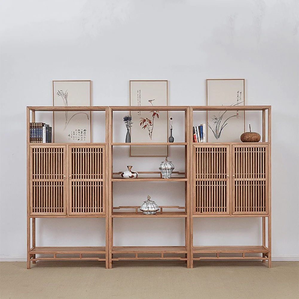 Log Wood Curio Display Cabinet Shelves - Image 4