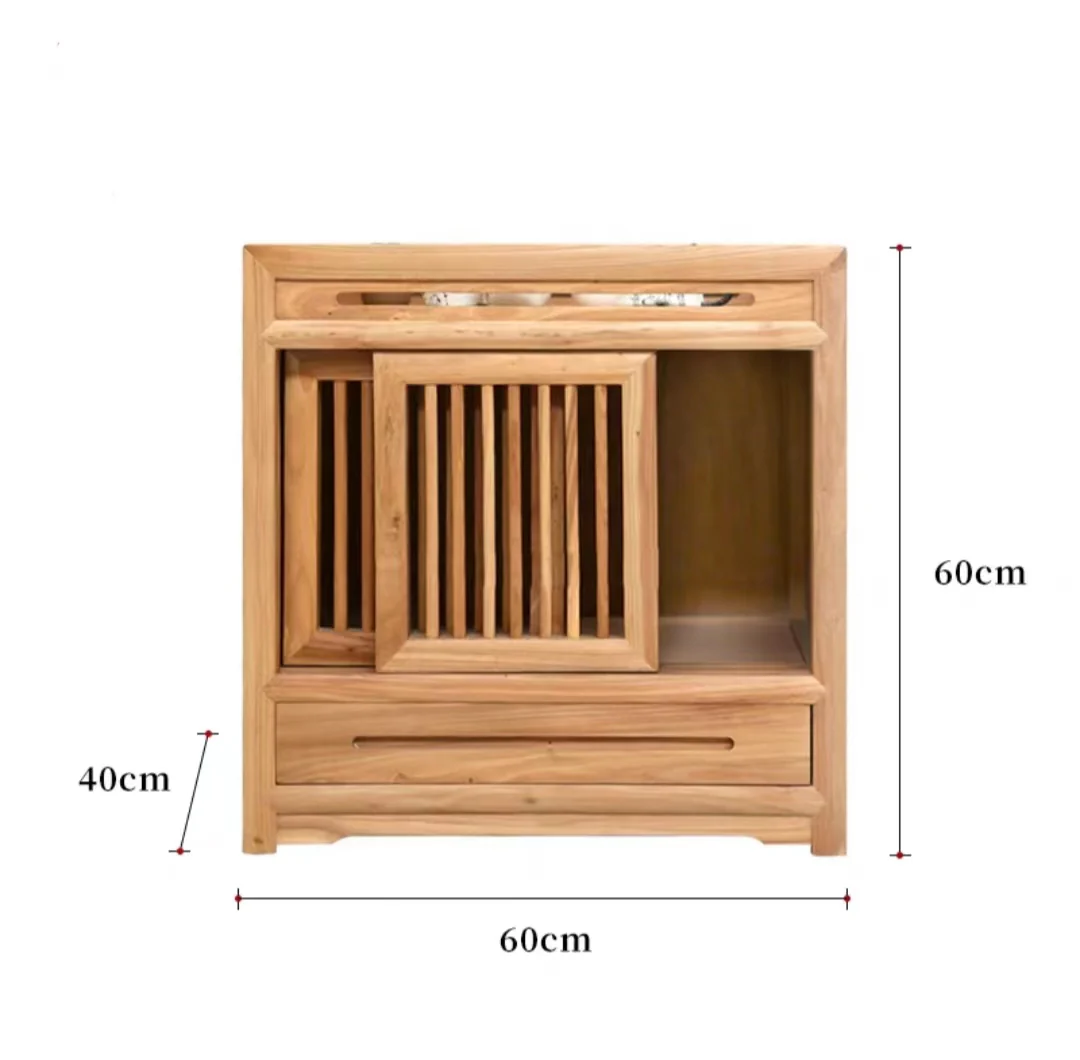 Log Wood Curio Display Cabinet Shelves - Image 9