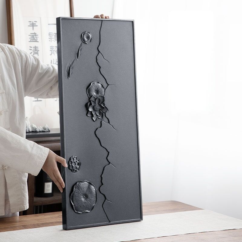 Lotus Black Stone Tea Tray - Image 2