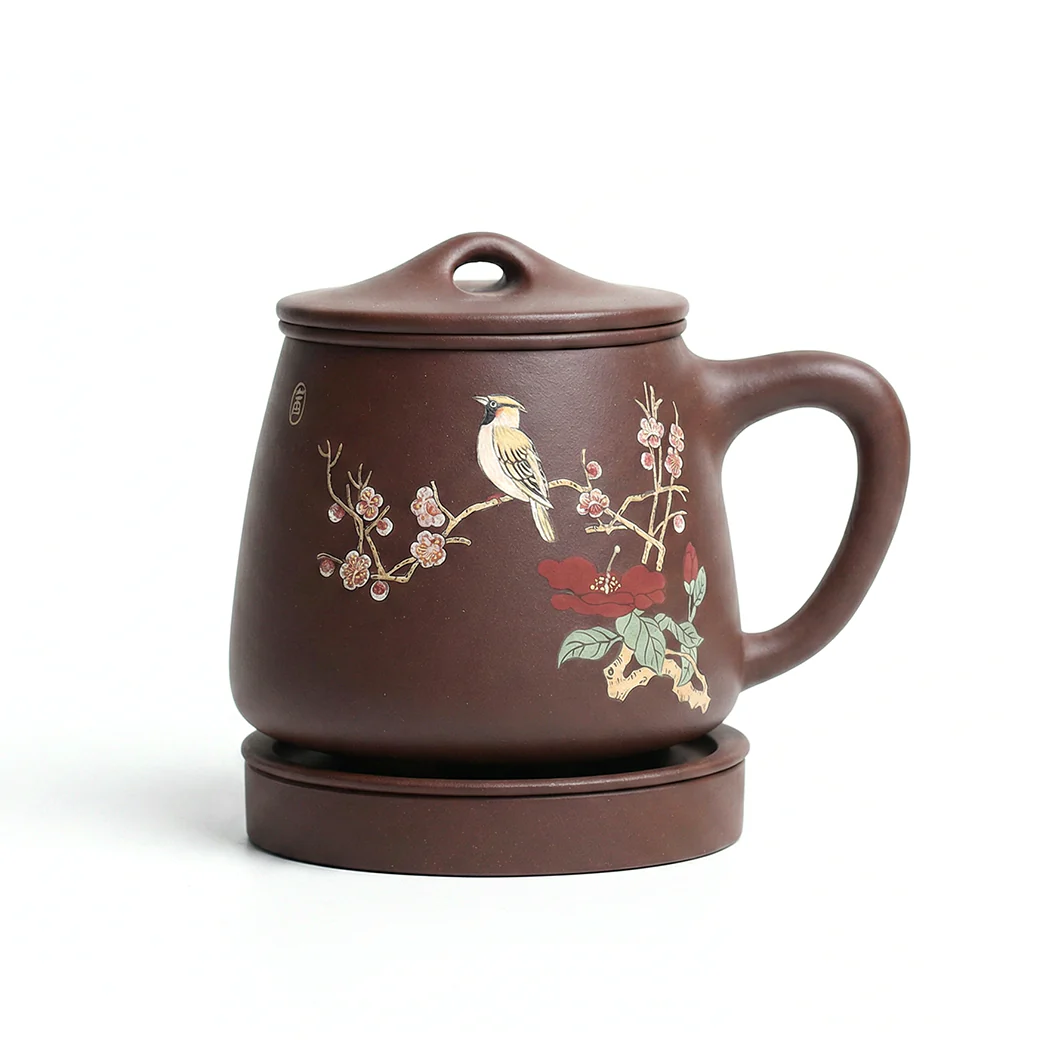 Magpie and Plum Blossom Purple Clay Tea Cup