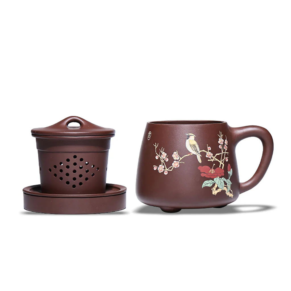 Magpie and Plum Blossom Purple Clay Tea Cup - Image 2