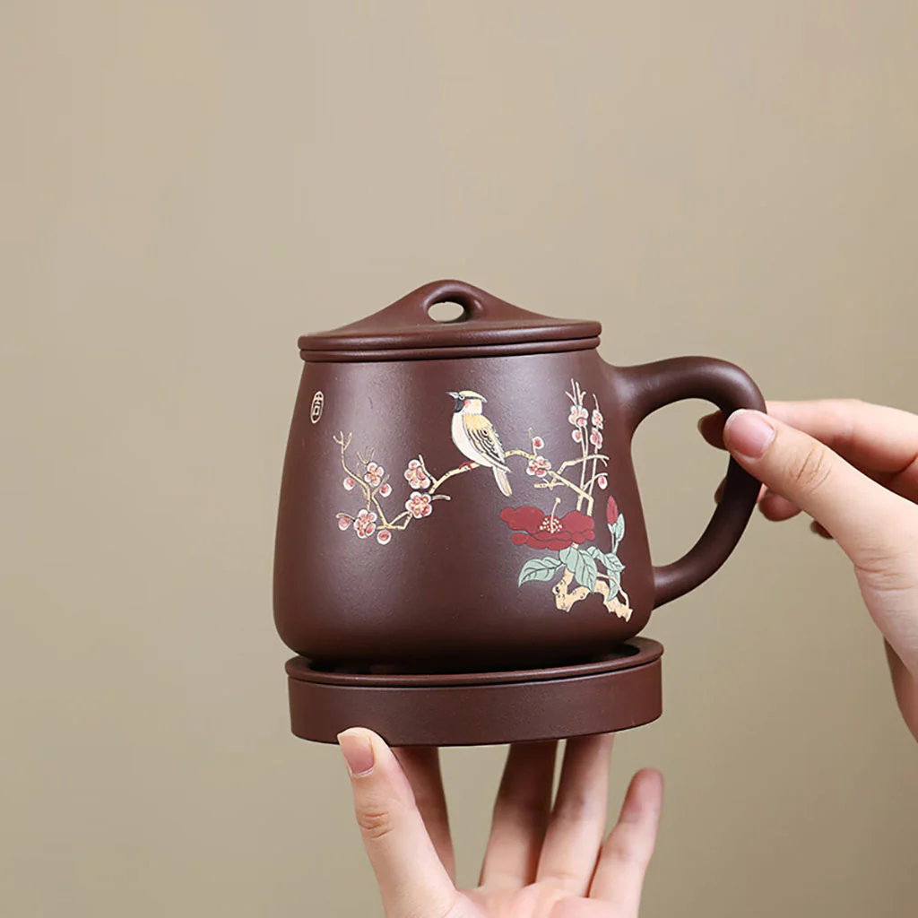 Magpie and Plum Blossom Purple Clay Tea Cup - Image 5