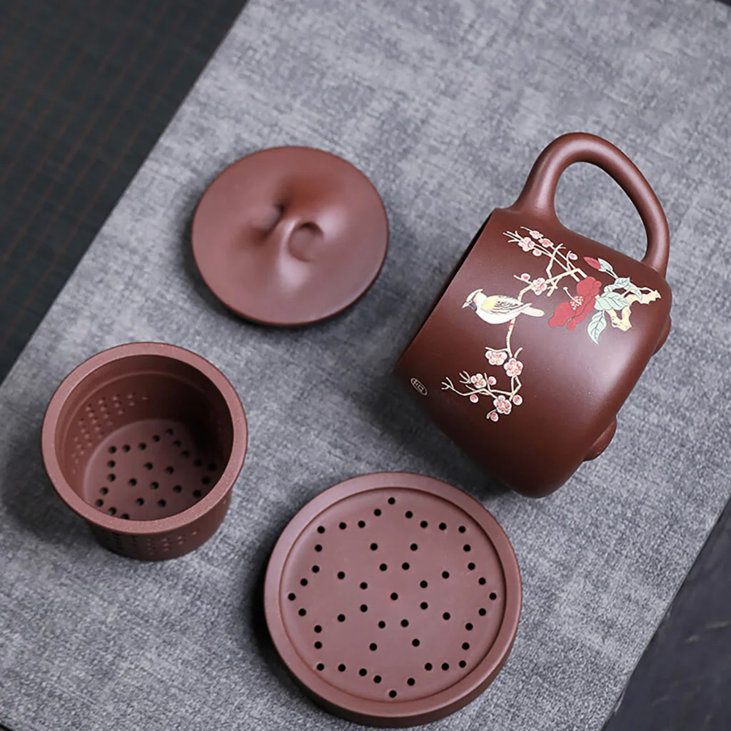 Magpie and Plum Blossom Purple Clay Tea Cup - Image 6