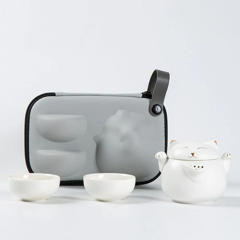 Maneki Neko Lucky Cat Travel Tea Set - Image 2