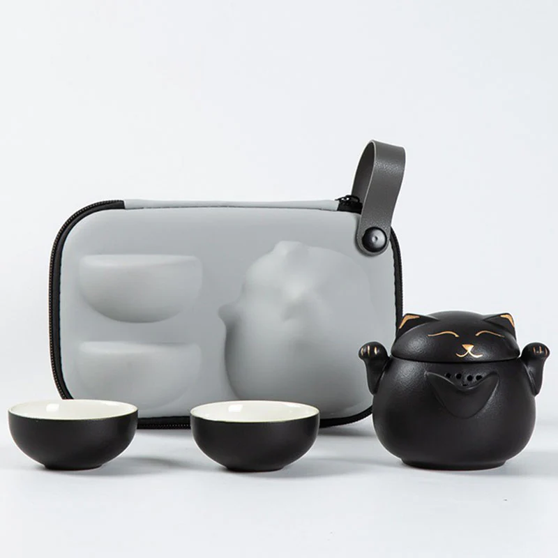 Maneki Neko Lucky Cat Travel Tea Set - Image 5