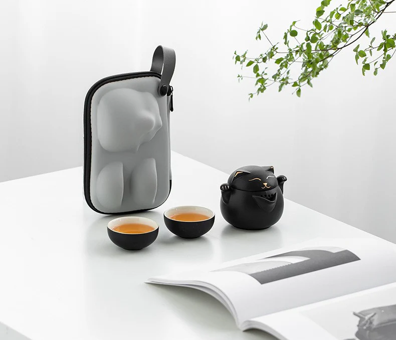 Maneki Neko Lucky Cat Travel Tea Set - Image 6