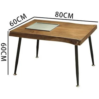 Mediterranean Minimalist Raw Wood Tea Table Set - Image 4