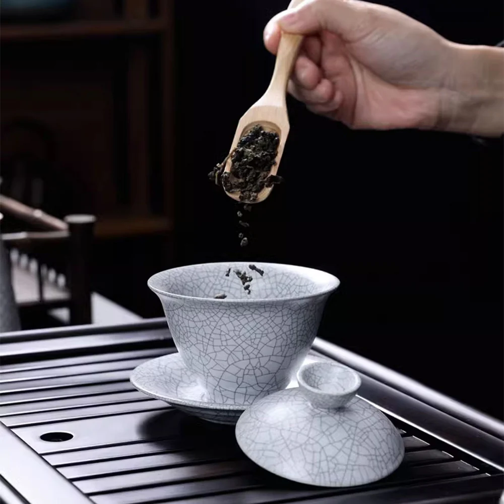 Milky White Ruyao Ice Crack Tea Set - Image 2
