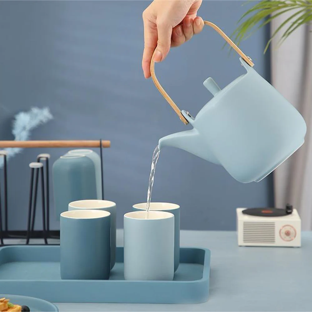 Morandi Haze Blue Modern Tea Set - Image 3