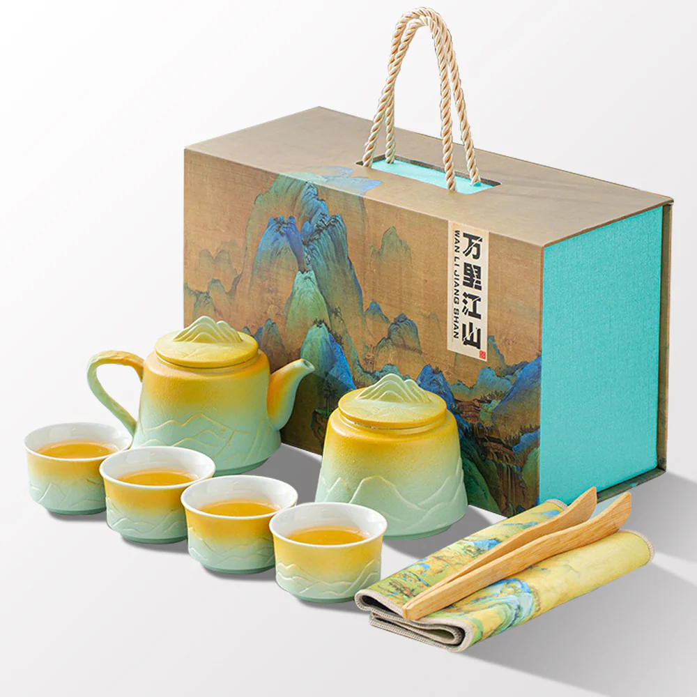 Mountain and River White Clay Tea Set