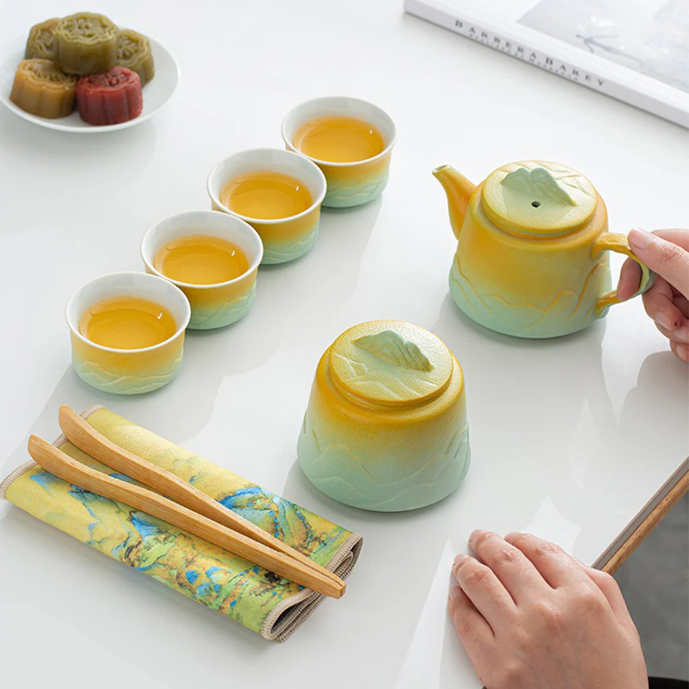 Mountain and River White Clay Tea Set - Image 2