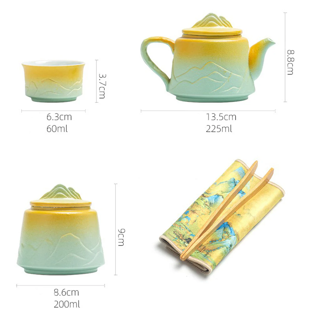 Mountain and River White Clay Tea Set - Image 5
