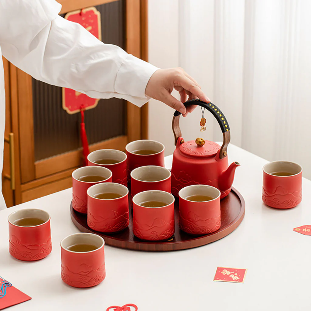 Mountain and Wave Ceramic Wedding Tea Set - Image 3