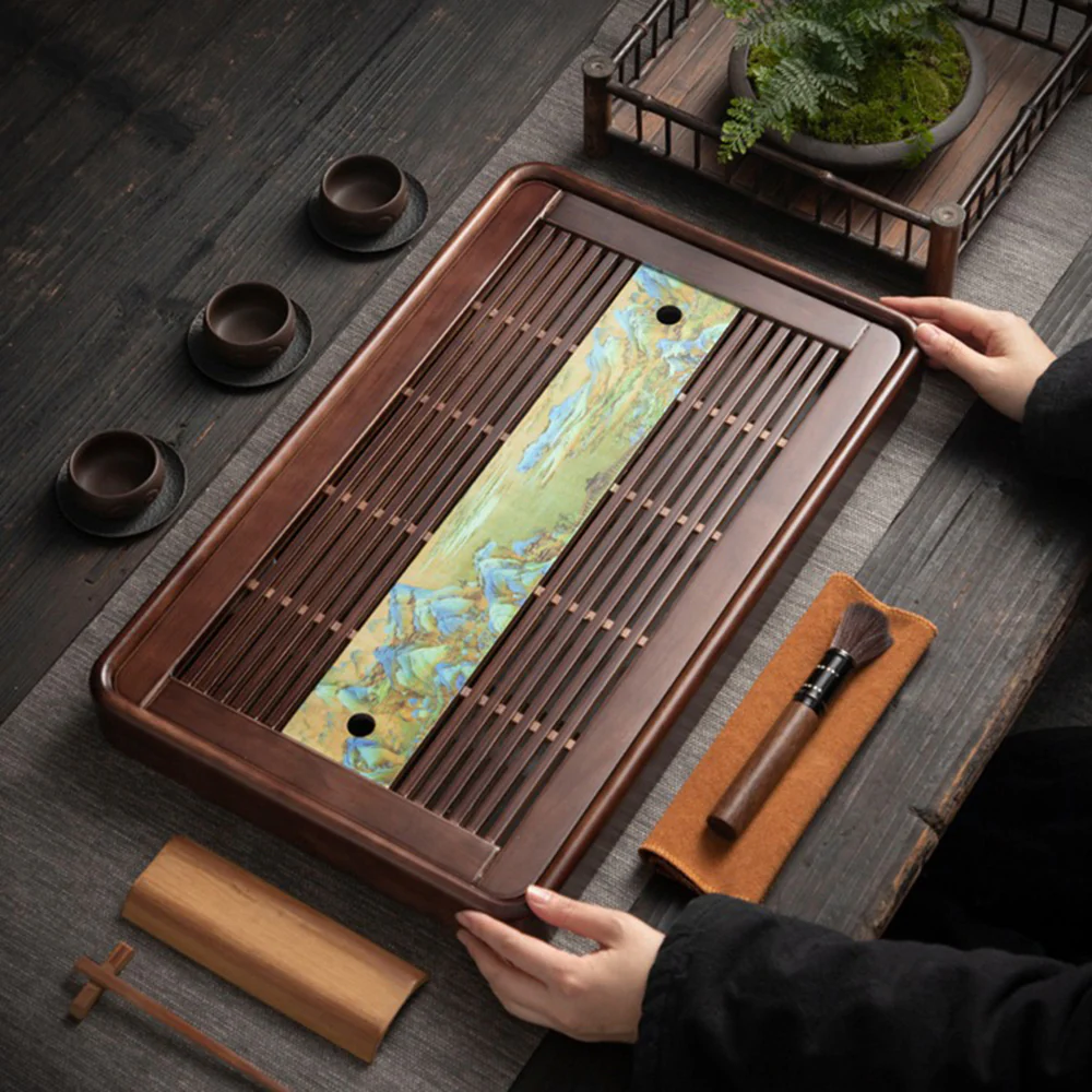Mountains and Rivers Solid Wood Tea Tray