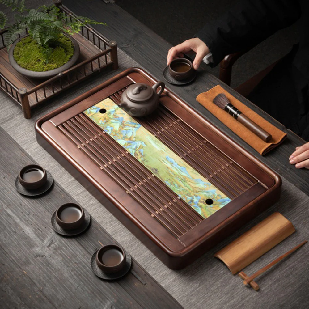 Mountains and Rivers Solid Wood Tea Tray - Image 2