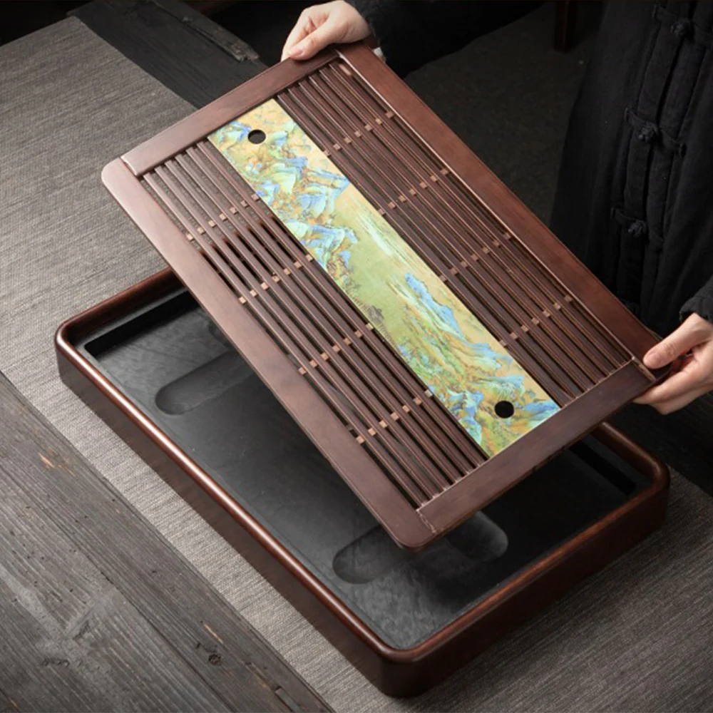 Mountains and Rivers Solid Wood Tea Tray - Image 3