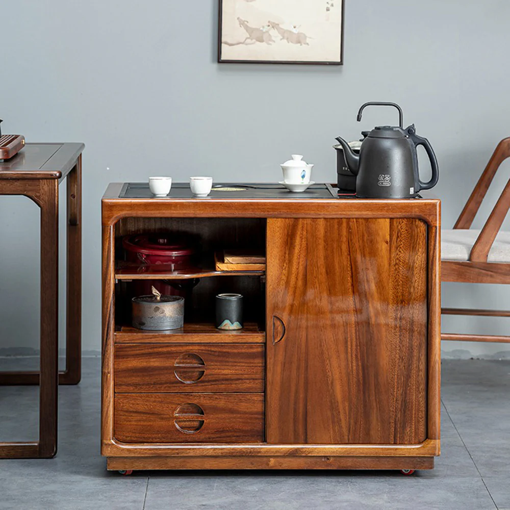 Movable Integrated Walnut Tea Table - Image 3