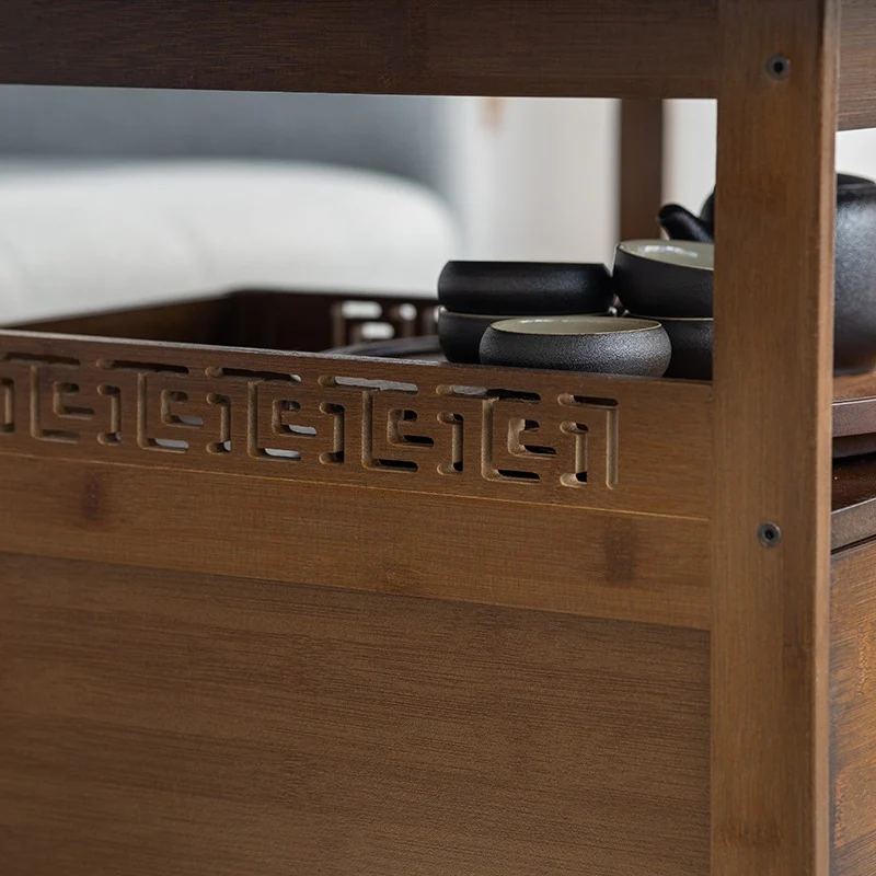 Movable Multi-functional Bamboo Tea Table - Image 4