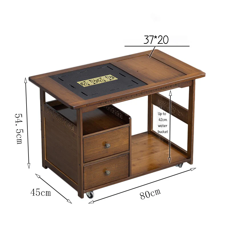 Movable Multi-functional Bamboo Tea Table - Image 5