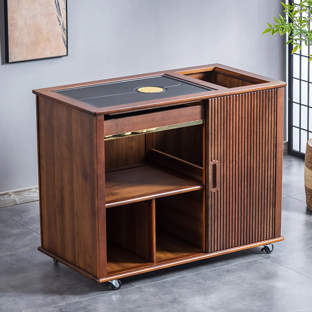 Movable Tea Table With Black Stone Tea Tray - Image 5