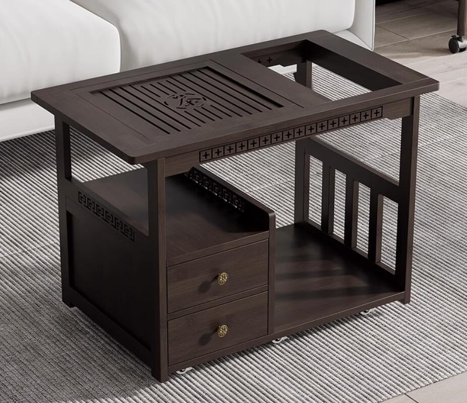 Multi-functional Movable Chinese Bamboo Tea Table - Image 6
