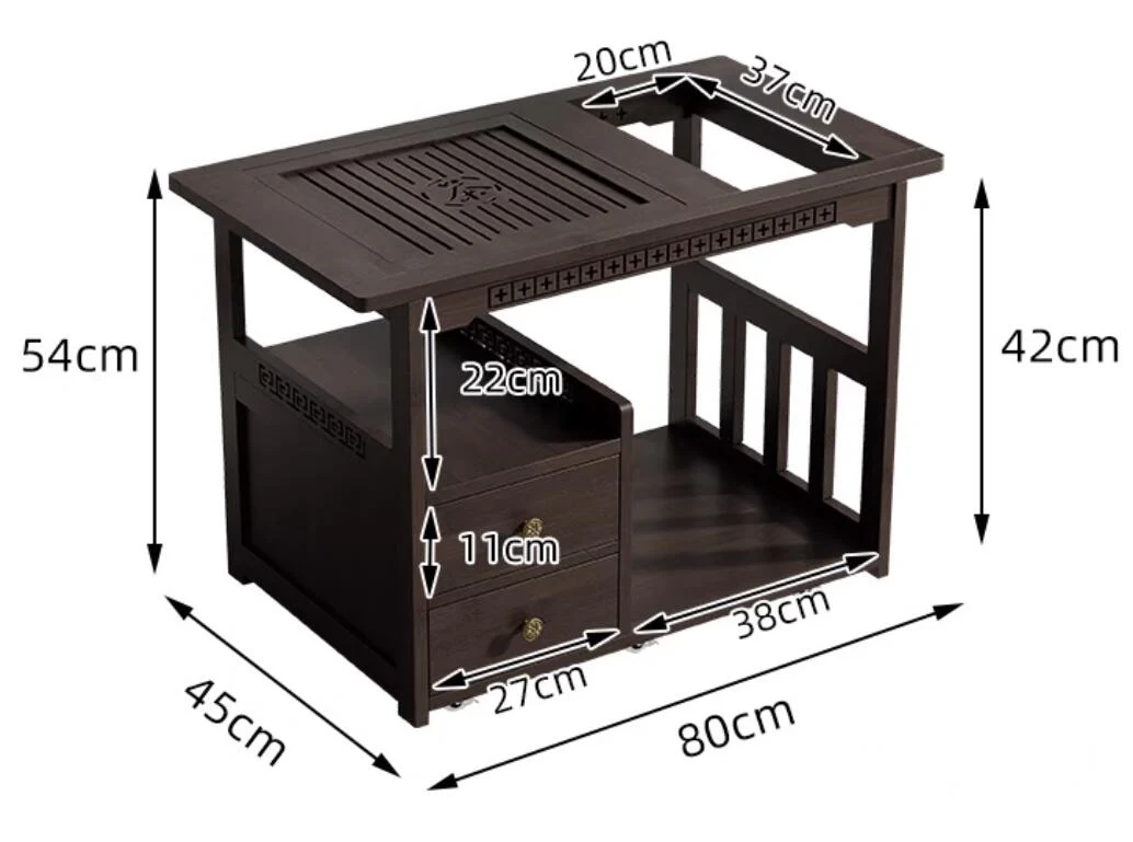 Multi-functional Movable Chinese Bamboo Tea Table - Image 8