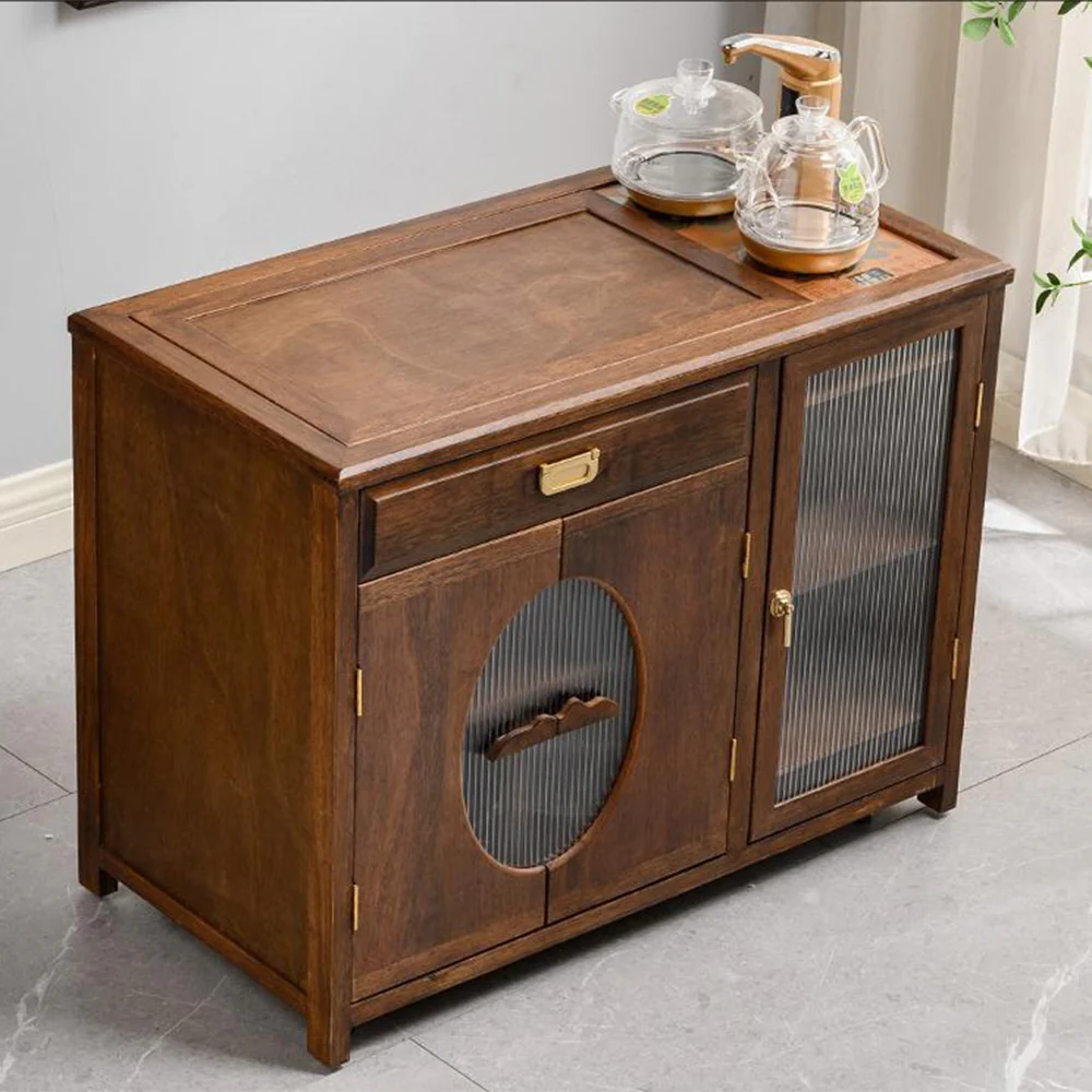 Multi-functional Walnut Wood Movable Tea Table - Image 2