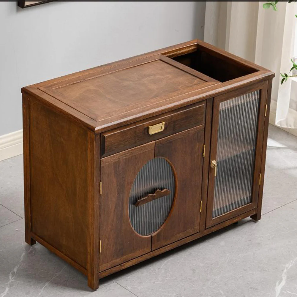 Multi-functional Walnut Wood Movable Tea Table - Image 3