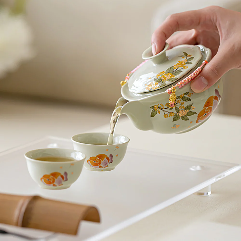Osmanthus And Koi Travel Tea Set - Image 4