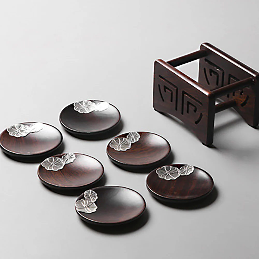 Peach Blossom Ebony Coaster Set - Image 2