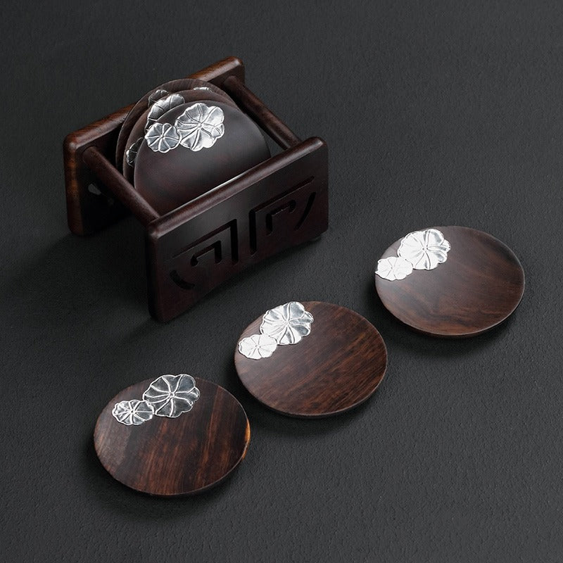 Peach Blossom Ebony Coaster Set - Image 3