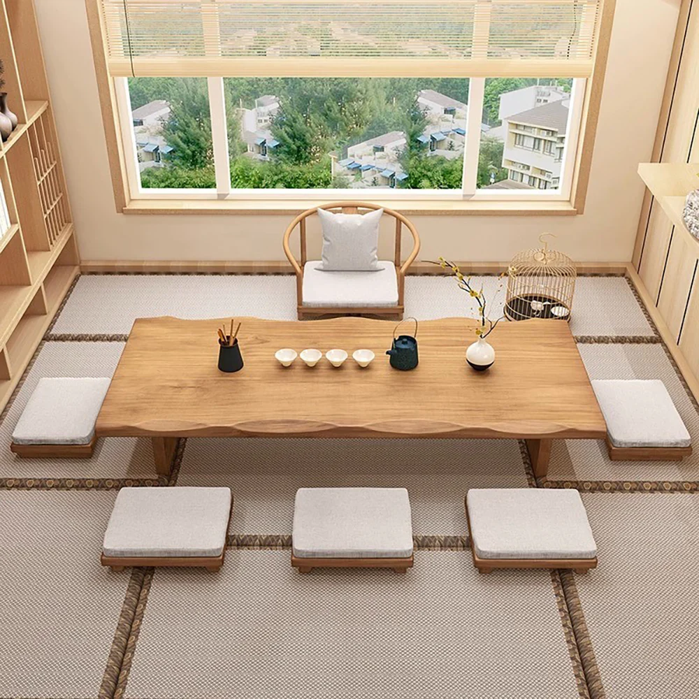 Pine Wood Low Table Tatami Tea Table Set - Image 3