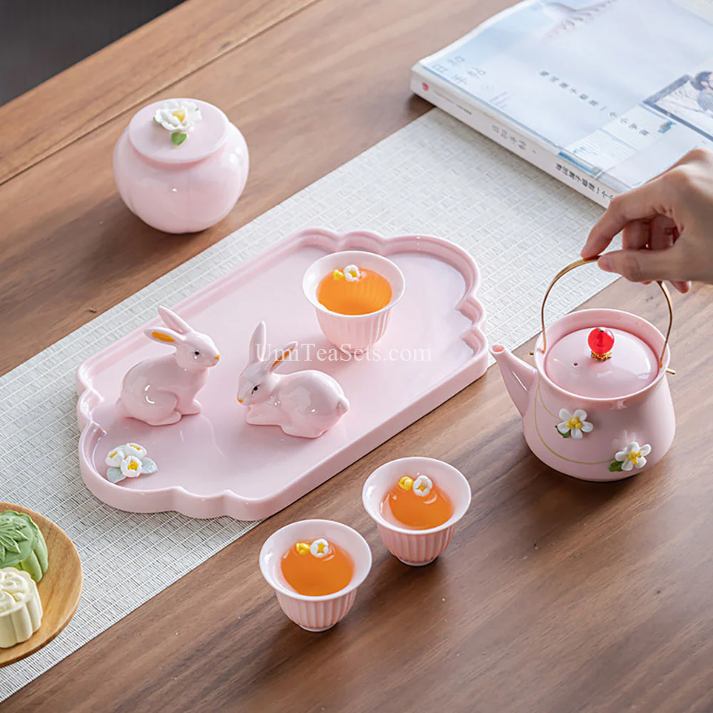 Pink Bunny Blossom Porcelain Tea Set - Image 2