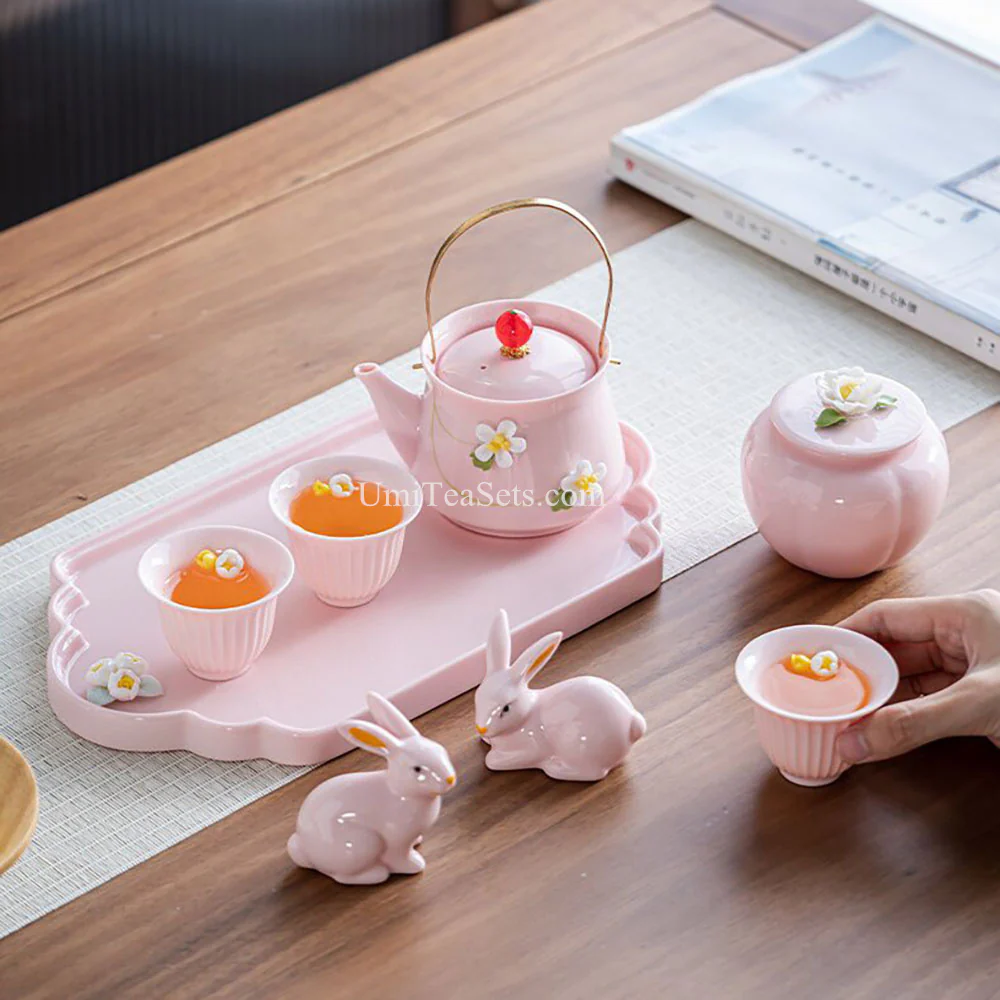 Pink Bunny Blossom Porcelain Tea Set - Image 3