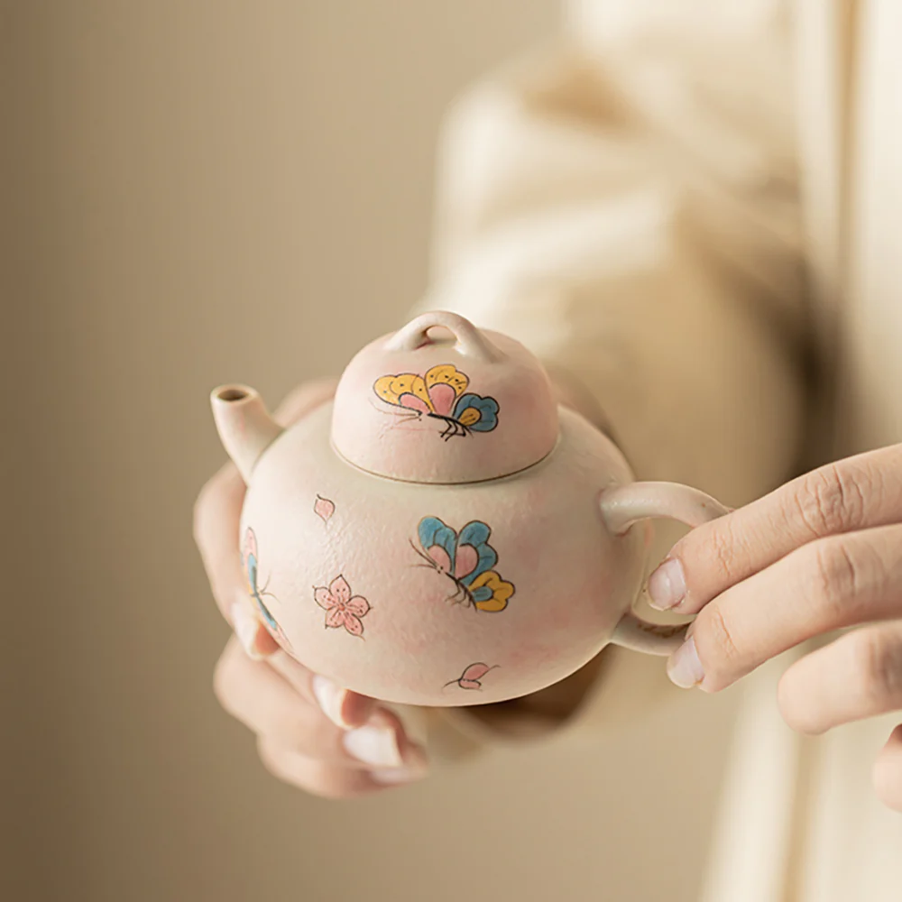 Pink Ceramic Butterfly Travel Tea Set - Image 5