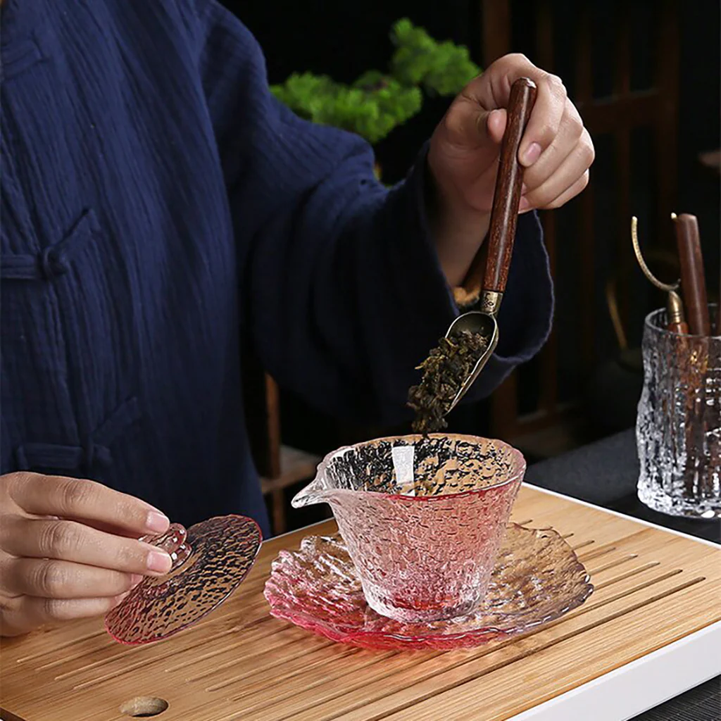 Pink Ice Crystal High Borosilicate Glass Tea Set - Image 4
