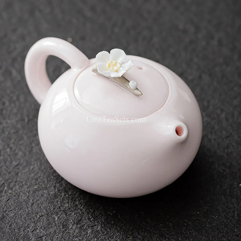 Pink Chinese Porcelain Jasmine Tea Set - Image 3