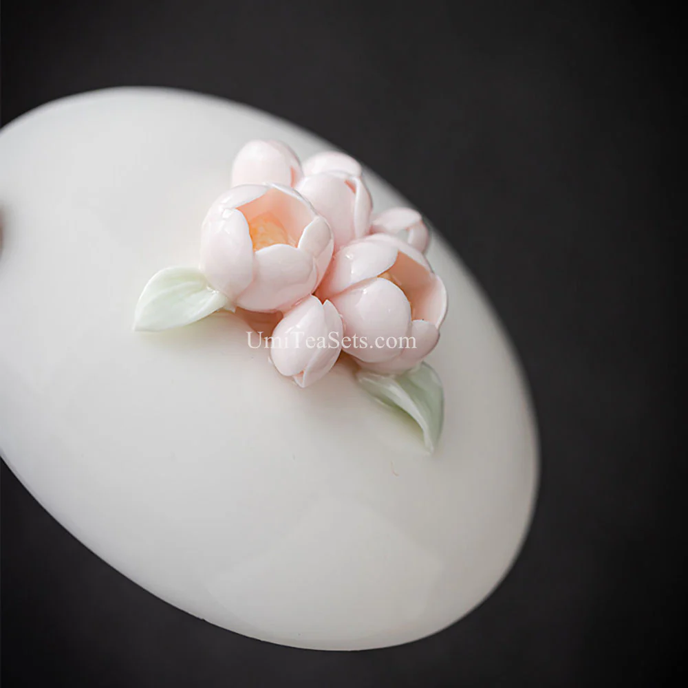 Pink Chinese Porcelain Jasmine Tea Set - Image 5