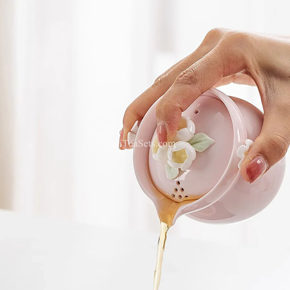 Pink Porcelain Jasmine Travel Tea Set - Image 5