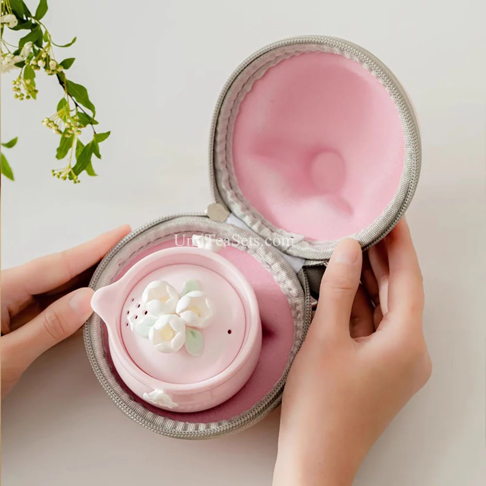 Pink Porcelain Jasmine Travel Tea Set - Image 7