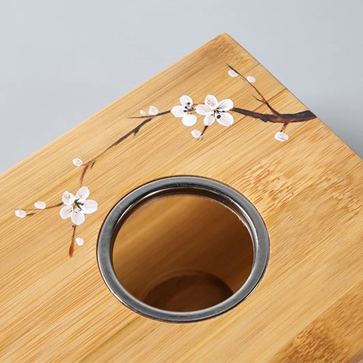 Plum Blossom Bamboo Candle Teapot Warmer - Image 4