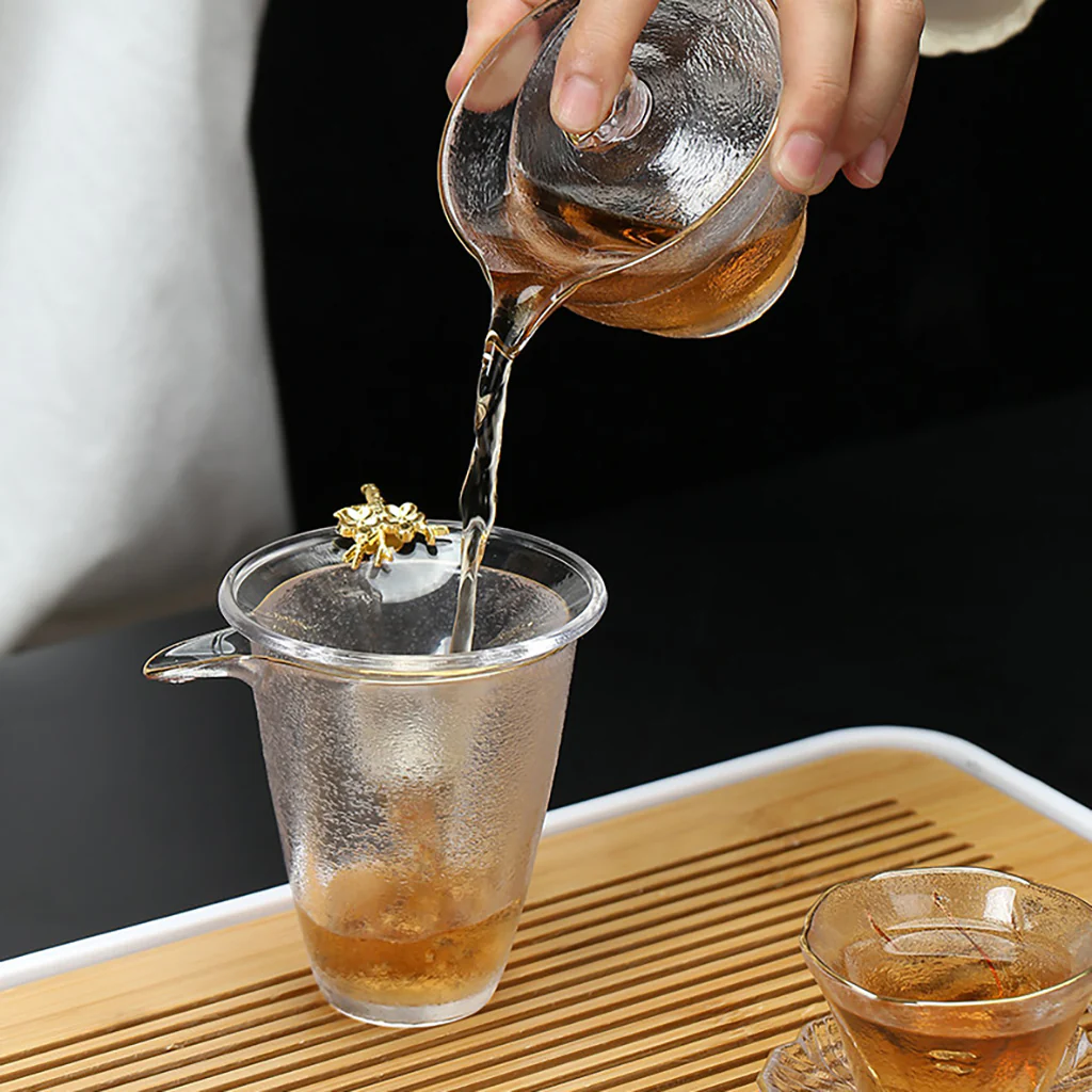Plum Blossom Ice-Textured Glass Tea Set - Image 3