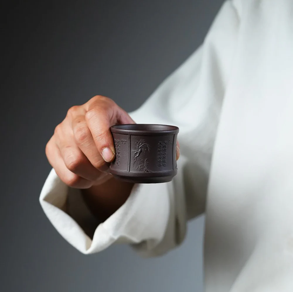 Plum Blossom Orchid Bamboo Chrysanthemum Purple Clay Tea Cup Set - Image 5