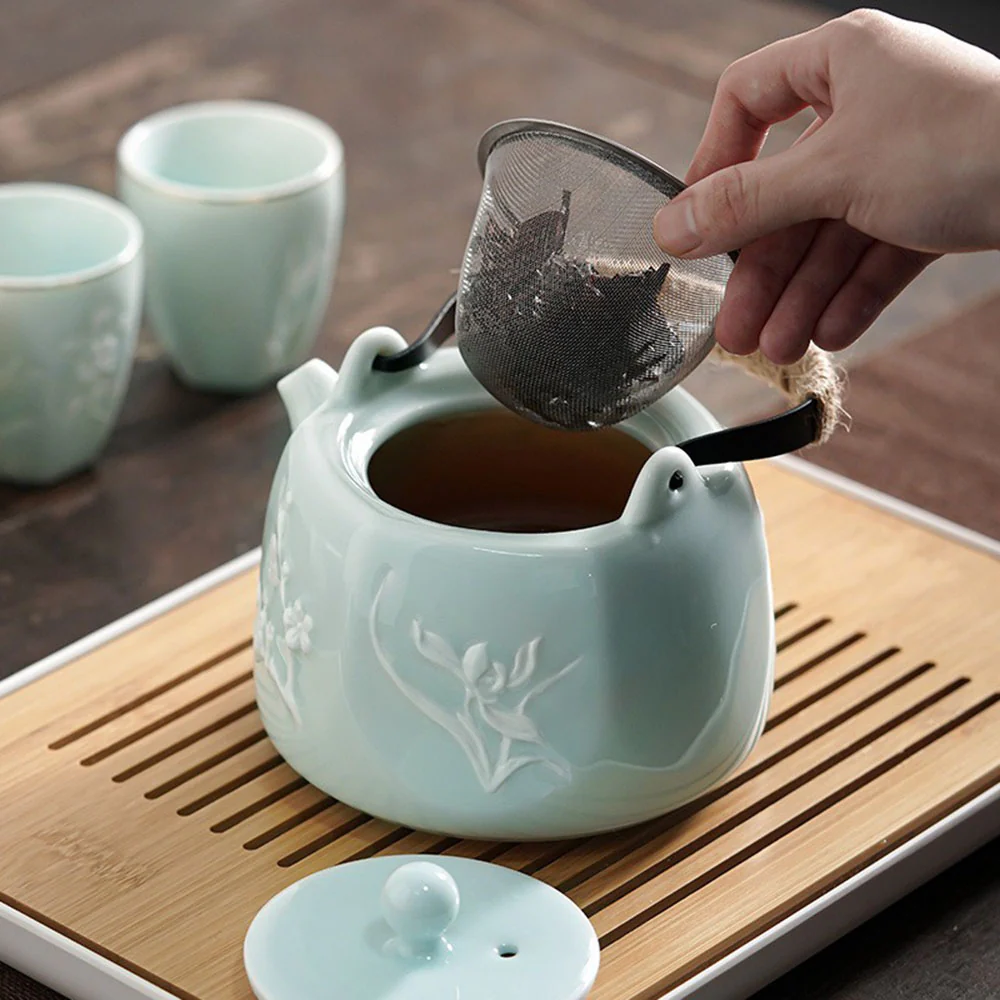 Plum Orchid Bamboo Chrysanthemum Mikawachi-yaki Tea Set - Image 5