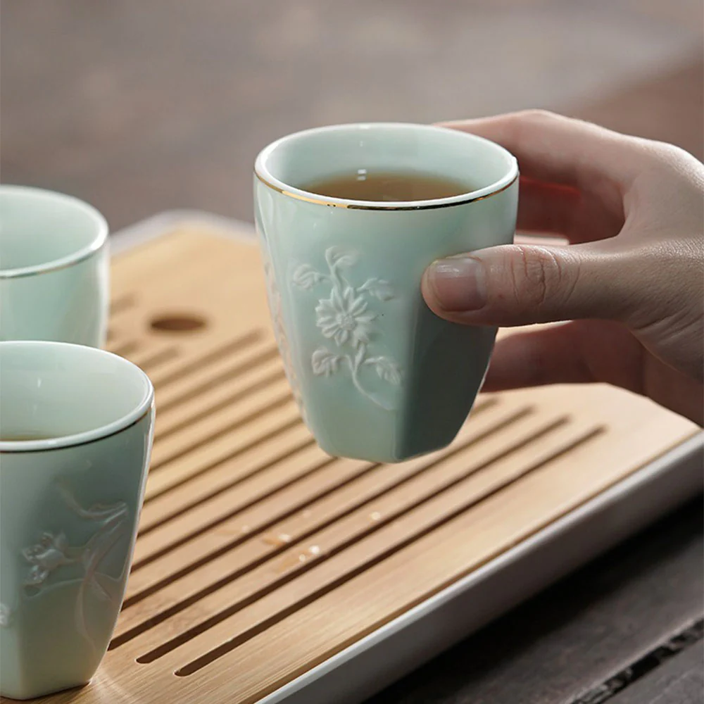 Plum Orchid Bamboo Chrysanthemum Mikawachi-yaki Tea Set - Image 6