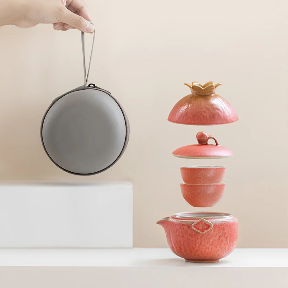 Pomegranate Shape Travel Tea Set - Image 2