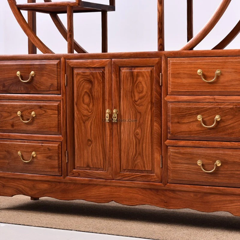 Pterocarpus Erinaceus Wood Curio Display Cabinet Shelf - Image 3